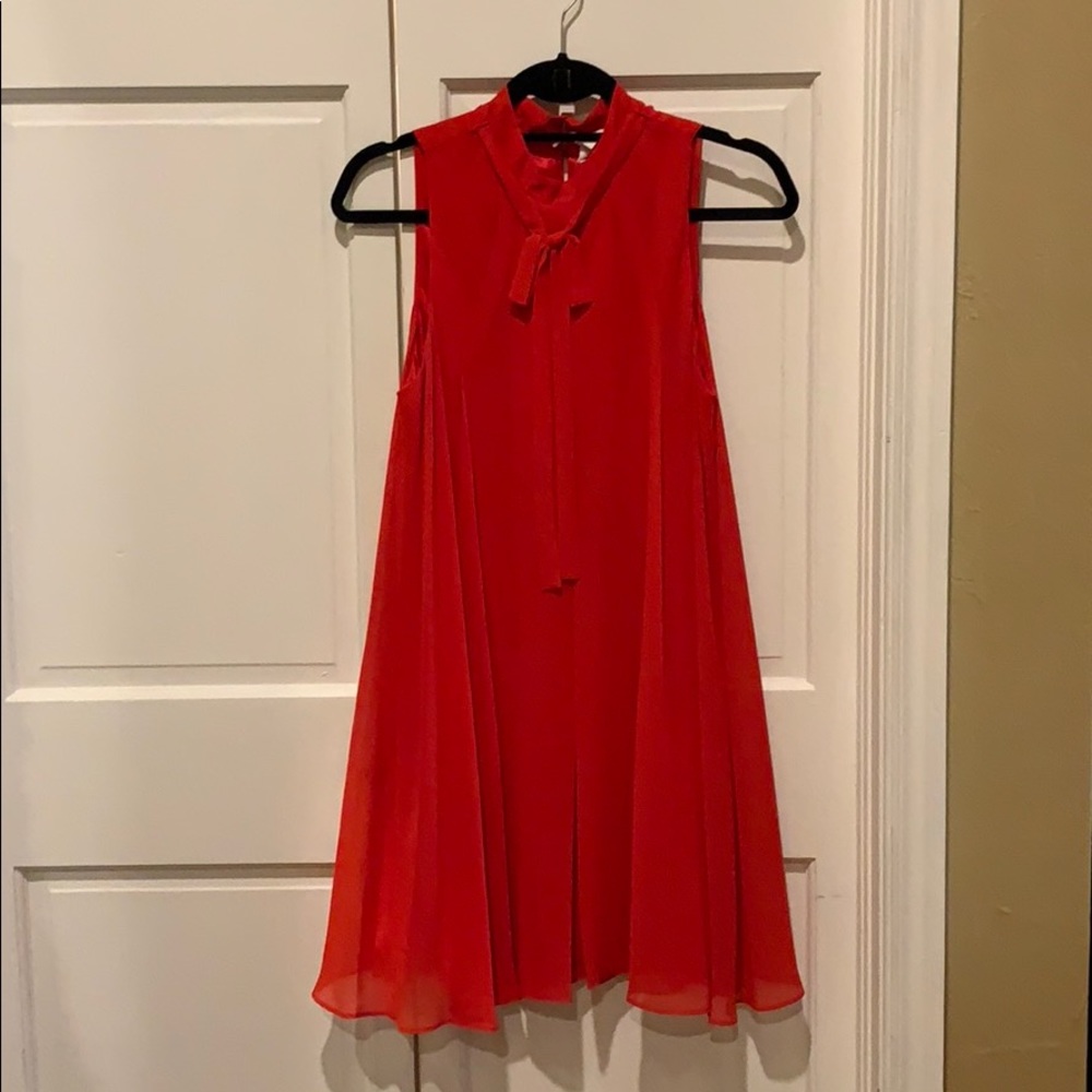 Bcbg tomato red dress with tie